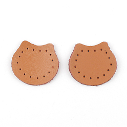 Peru Cattlehide Label Tags, Leather Patches, with Holes, for DIY Jeans, Bags, Shoes, Hat Accessories, Bear Head, Peru, 32x38x2mm