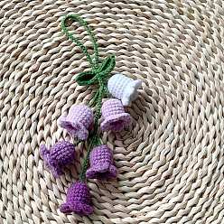Medium Purple Woolen Flower Pendant Decorations, for Interior Car View Mirror Hanging Ornament, Medium Purple, 280mm