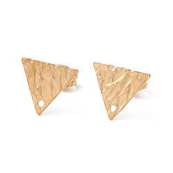 Triangle 304 Stainless Steel Stud Earring Findings, with Hole and Ear Nuts, Triangle Pattern, 10.5x12mm, Hole: 1mm, Pin: 0.6mm