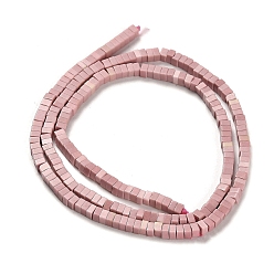 Pink Natural Agate Beads Strands, Dyed, Square, Pink, 2.5x2.5x1.5mm, Hole: 1mm, about 236pcs/strand, 15.08''(38.3cm)