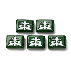 Зеленый Бусины лэмпворк , прямоугольник с амулетом, зелёные, 12x16x5.5~6 мм, отверстие : 1.2 мм
