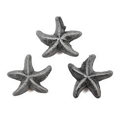 Gray Vintage Handmade Porcelain Beads, Fancy Antique Glazed Porcelain, Starfish, Gray, 14x13.5x5mm, Hole: 1.2mm