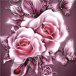 Pale Violet Red DIY Rose Pattern Diamond Painting Kits, including Acrylic Rhinestones, Dotting Pen, Glue Clay, Tray Plate, Pale Violet Red, 300x300mm