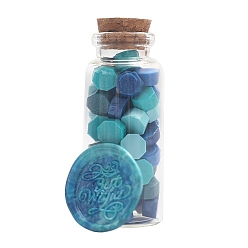 Medium Turquoise Sealing Wax Particles, for Retro Seal Stamp, Octagon, Medium Turquoise, Bottle: 30x77mm, 60pcs/bottle