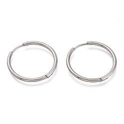 Stainless Steel Color 201 Stainless Steel Huggie Hoop Earrings, with 304 Stainless Steel Pin, Hypoallergenic Earrings, Ring, Stainless Steel Color, 21x1.5mm, 15 Gauge, Pin: 0.8mm