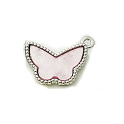 Pink Подвески из сплава и ацетата целлюлозы, бабочка, розовые, 16.5x18 мм