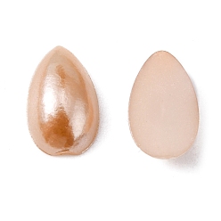 Tan ABS Plastic Imitation Pearl Cabochons, Teardrop, Tan, 8x5x2.5mm