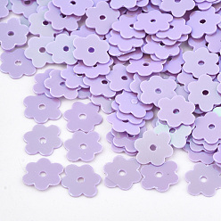 Lilac Ornament Accessories, PVC Plastic Paillette/Sequins Beads, Flower, Lilac, 6x7~7.5x0.4mm, Hole: 1mm, about 35000pcs/500g
