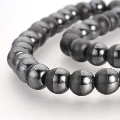 Non-magnetic Hematite Non-magnetic Synthetic Hematite Beads Strands, Matte Style, Round, 8mm, Hole: 1.5mm, about 50pcs/strand, 15.7 inch