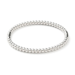 Stainless Steel Color 304 Stainless Steel Round Beaded Bangle for Women, Stainless Steel Color, Inner Diameter: 2~2-1/4 inch(49.5~5.7cm)