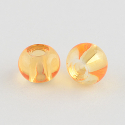 Sandy Brown Spray Painted Glass Beads, Large Hole Beads, Rondelle, Sandy Brown, 15x10mm, Hole: 5.5~6mm