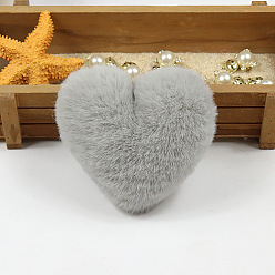 Light Grey Imitation Fur Pom Pom Balls, for DIY Keychain Bag Making Accessories, Heart, Light Grey, 10x8cm