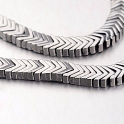Silver Plated Electroplate Non-magnetic Synthetic Hematite Bead Strands, Arrowhead, Silver Plated, 4x6x3mm, Hole: 1mm, about 206pcs/strand, 15.7 inch