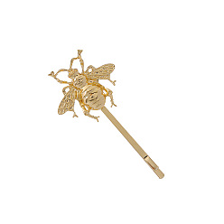 golden Insect-themed Metal Hair Clip for Women with Bee and Butterfly Design