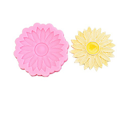 Pearl Pink Sunflower Shape DIY Silicone Molds, Fondant Molds, Resin Casting Molds, for Chocolate, Candy, UV Resin & Epoxy Resin Craft Making, Pearl Pink, 60x9mm