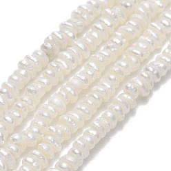 Linen Natural Cultured Freshwater Pearl Beads Strands, Flat Round, Linen, 2.5~3x1.5~3x2mm, Hole: 0.6mm, about 235pcs/strand, 14.37~14.61''(36.5~37.1cm)