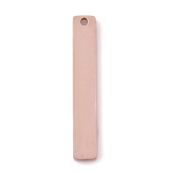 Rose Gold 304 Stainless Steel Pendants, Stamping Blank Tag, Laser Cut, Rectangle, Rose Gold, 32x5x1.5mm, Hole: 1.4mm