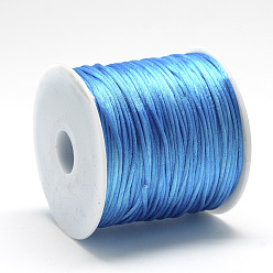 Bleu Dodger Fil de nylon, corde de satin de rattail, Dodger bleu, environ 1 mm, environ 76.55 yards (70m)/rouleau