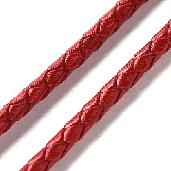 Roja Cordón de cuero trenzado, rojo, 3 mm, 50 yardas / paquete