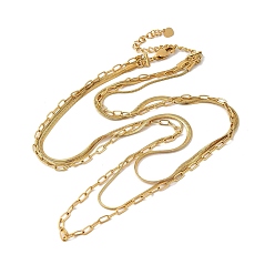 Golden Titanium Steel Chains Three Layers Necklaces, Golden, 16.34 inch(41.5cm)