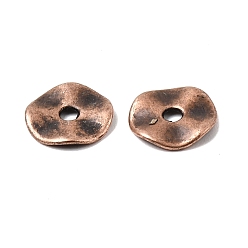Красная Медь Волнистые прокладки с тибетским сплавом, плоско-круглые, Красная медь, без свинца и без кадмия, 10x1 мм, отверстие : 2 мм