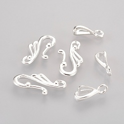 Silver Tibetan Style Hook and Eye Clasps, Lead Free & Cadmium Free & Nickel Free, about 12mm wide, 25mm long, Bar: 16mm long, hole: 3mm, LF1157Y, Silver Color