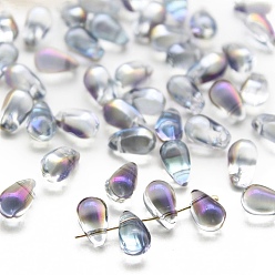 Orchid Transparent Czech Glass Beads, Top Drilled, Teardrop, Orchid, 9x6mm