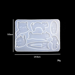 Cat Shape DIY Silicone Cabochon Molds, Decoration Making, Resin Casting Molds, For UV Resin, Epoxy Resin Jewelry Making, Cat Shape, 148x99x4mm