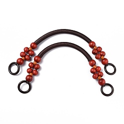 Red Wood Beads Bag Handles, for Bag Handles Replacement Accessories, Red, 485x14mm, Hole: 27mm