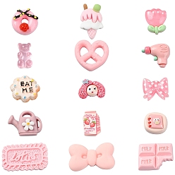 Pink 20 шт. 20 стили наборы кабошонов из непрозрачной смолы, медведь, цветок и мороженое, разнообразные, розовые, 14~31x11~34x4~17 мм, 1 шт / стиль