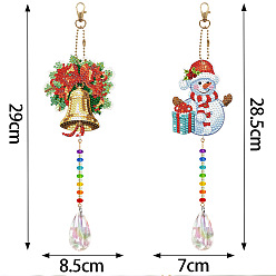 Snowman DIY Diamond Painting Acrylic Pendants Decoration Kits, with Alloy Chian, Christmas, Snowman, 280~290x60~85mm