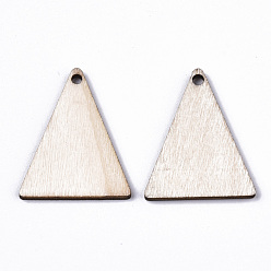 Antique White Unfinished Natural Poplar Wood Pendants, Laser Cut Wood Shapes, Undyed, Triangle, Antique White, 24.5x19.5x1.5mm, Hole: 1.6mm