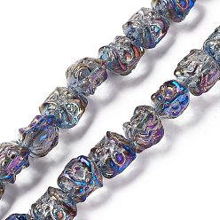 Gray Half Rainbow Plated Electroplate Glass Beads, Dancing Lion, Gray, 11.5~12x11.5x9.5mm, Hole: 1.2mm, about 55pcs/strand, 24.02''(61cm)