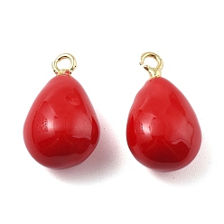 Teardrop Латунные подвески, с эмалью, без свинца и без кадмия, стойки покрытие, долговечный, реальный 18 k позолоченный, слеза, 20x11.5x9 мм, отверстие : 2 мм
