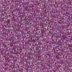 (RR264) Raspberry Lined Crystal AB Миюки круглые бусины рокайль, японский бисер, (rr264) малиновый с подкладкой кристалл ab, 11/0, 2x1.3 мм, отверстие : 0.8 мм, Около 5500 шт / 50 г