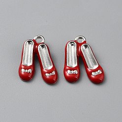 Малиновый Кулон эмали сплава, платина, балетки на высоком каблуке, малиновый, 18x13.5x4 мм, отверстие : 1.6 мм