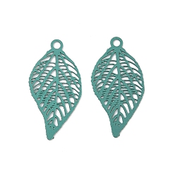 Светлый Морско-зеленый Аэрозольная краска 430 подвески из нержавеющей стали, лист, светло-зеленый, 19x9.5x0.3 мм, отверстие : 1.2 мм