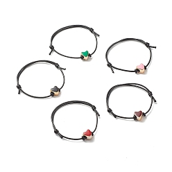 Mixed Color Heart Acrylic Enamel Beads Adjustable Cord Bracelet for Teen Girl Women, Mixed Color, Inner Diameter: 1-7/8~3-3/8 inch(4.8~8.5cm)