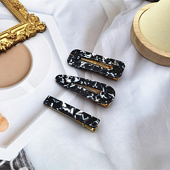 Черный Зажим «утконос» из ацетата – простой, набор заколок с геометрическим рисунком для девочки, боковой зажим, клип с челкой, чёрные