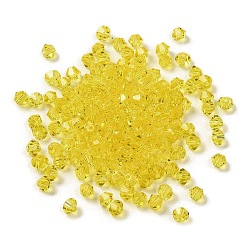 Yellow Transparent Glass Beads, Faceted, Bicone, Yellow, 3.5x3.5x3mm, Hole: 0.8mm, 720pcs/bag. 