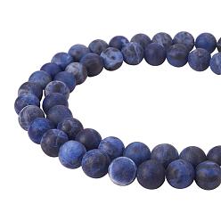 Sodalite Frosted Natural Sodalite Bead Strands, Round, 8mm, Hole: 1mm, about 47~49pcs/strand, 14.9~15.6 inch