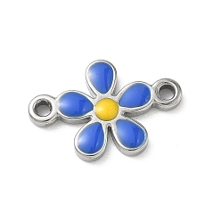 Синий 304 эмалированные подвески из нержавеющей стали, цветок ссылки, цвет нержавеющей стали, синие, 13.5x20.5x2.5 мм, отверстие : 1.8 мм