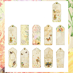 Pale Goldenrod Paper Bookmarks, Vintage Style Bookmarks for Booklover, Rectangle with Flower Pattern, Pale Goldenrod, 150x65mm, 10 styles, 2pcs/style, 20pcs/set