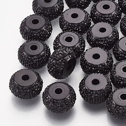 Black Resin Rhinestone Beads, Rondelle, Black, 8x4.5mm, Hole: 1.8mm