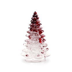 Quartz Crystal Resin Christmas Tree Display Decoration, with Natural Quartz Crystal Chips inside Statues for Home Office Decorations, 36x37x57mm