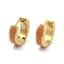 Сэнди Коричневый Ионное покрытие (ip) 304 серьги-кольца из нержавеющей стали с эмалью, кольцо, песчаный коричневый, 13.5x4 мм