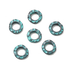 Античный Бронзовый Зеленый Тибетском стиле сплав Шарики прокладки, плоско-круглые, без кадмия, без никеля и без свинца, долговечный, античная бронза и зеленая патина, 10x2.5 мм, отверстие : 5 мм