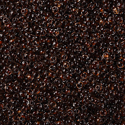 Седло Коричневый Fgb 6/0 круглый стеклянный бисер класса А, прозрачные цвета внутри, седло коричневый, 4x3 мм, отверстие : 1 мм, Около 4500 шт / фунт