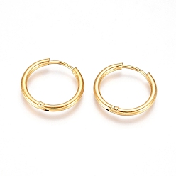 Golden 304 Stainless Steel Huggie Hoop Earrings, with 316 Surgical Stainless Steel Pin, Ion Plating(IP), Ring, Golden, 18x2mm, 12 Gauge, Pin: 0.9mm