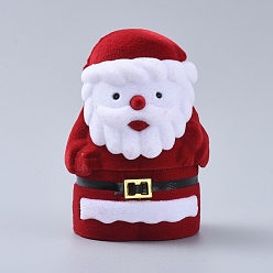 Красный Дед Мороз формы бархатные шкатулки, портативный кейс для хранения ювелирных изделий, для кольца серьги колье, красные, 4.7x4.2x6.6 см